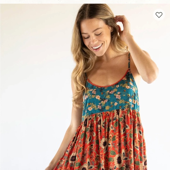 NATURAL LIFE Dresses & Skirts - NATURAL LIFE Gigi  Sundress Teal and Red Orange